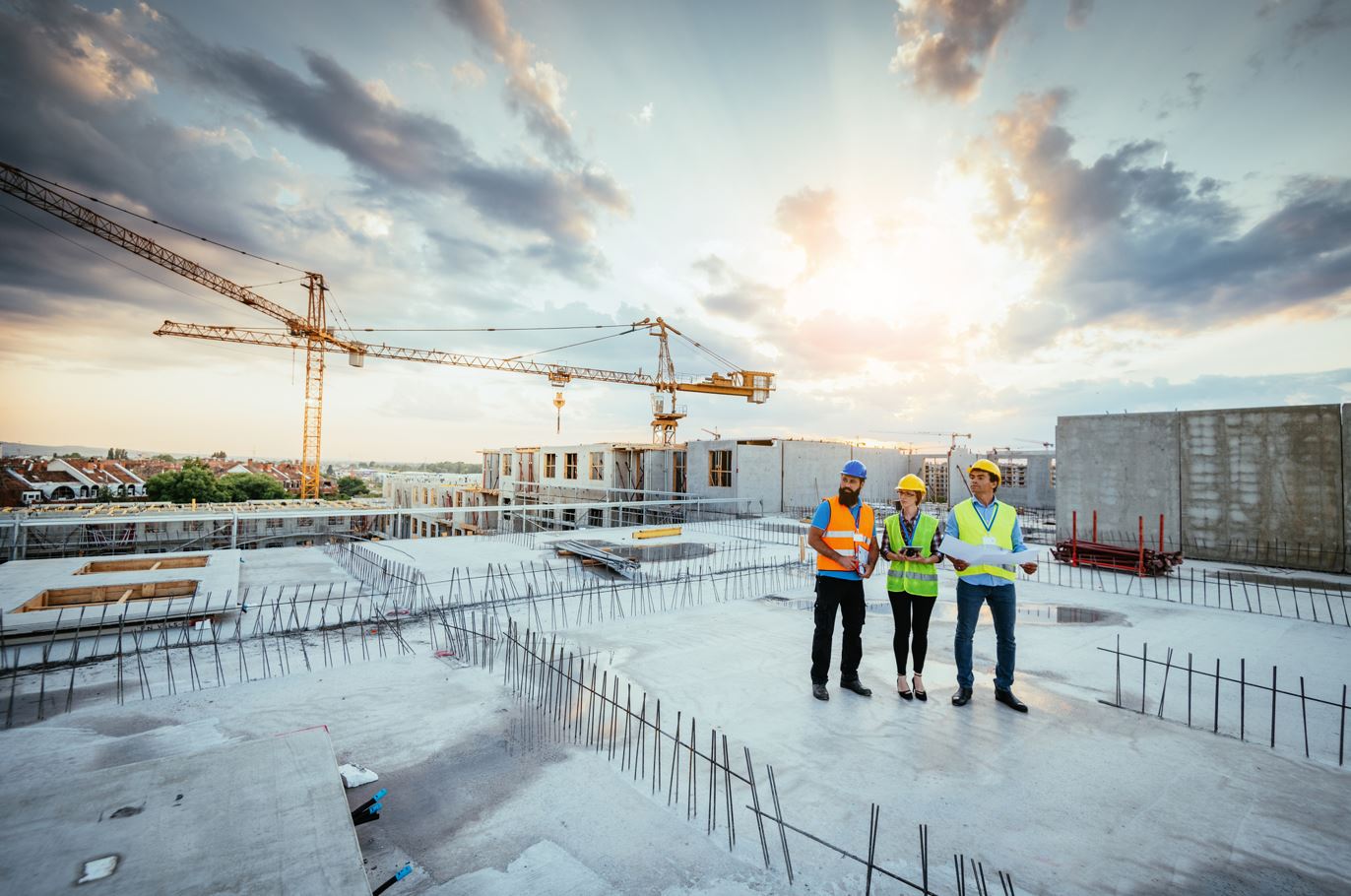 people on building site