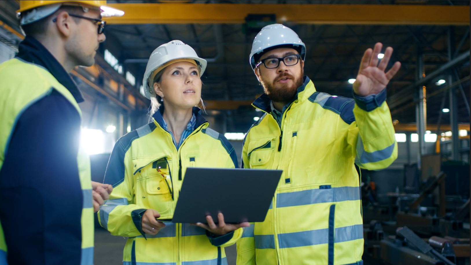 people surveying a business